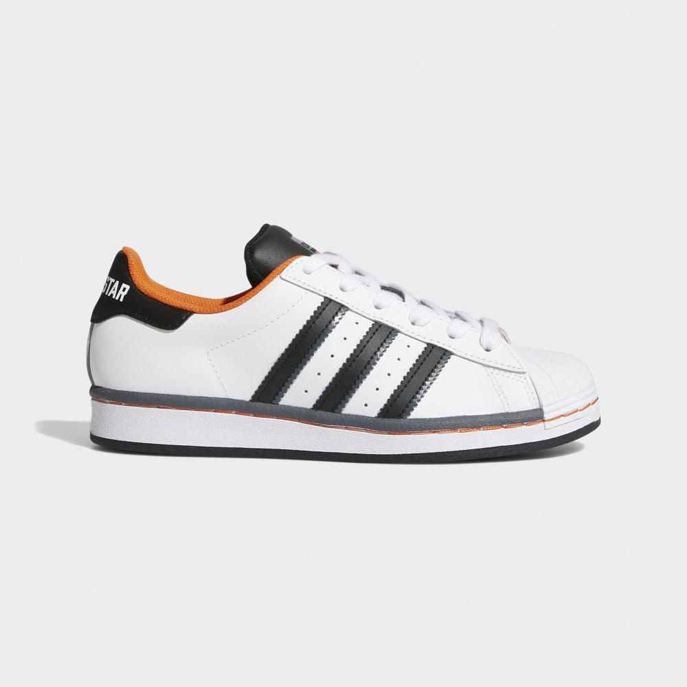 Adidas Boys' Superstar Shell Toe Originals Shoes White/Black/Orange Ireland FV3685